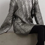 Sofia&Aurora™- Klassieke Chique Oversized Kabel Trui Zilvercoat
