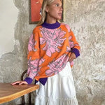 Sofia&Aurora™- Kleurrijke Trendy Pullover met Bloemmotief