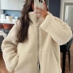 Camilla™ - Elegante Warme Wool-Look Jas met Rits en Zakken
