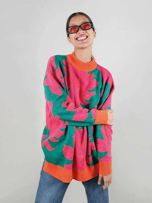 Sofia&Aurora™- Kleurrijke Trendy Pullover met Bloemmotief
