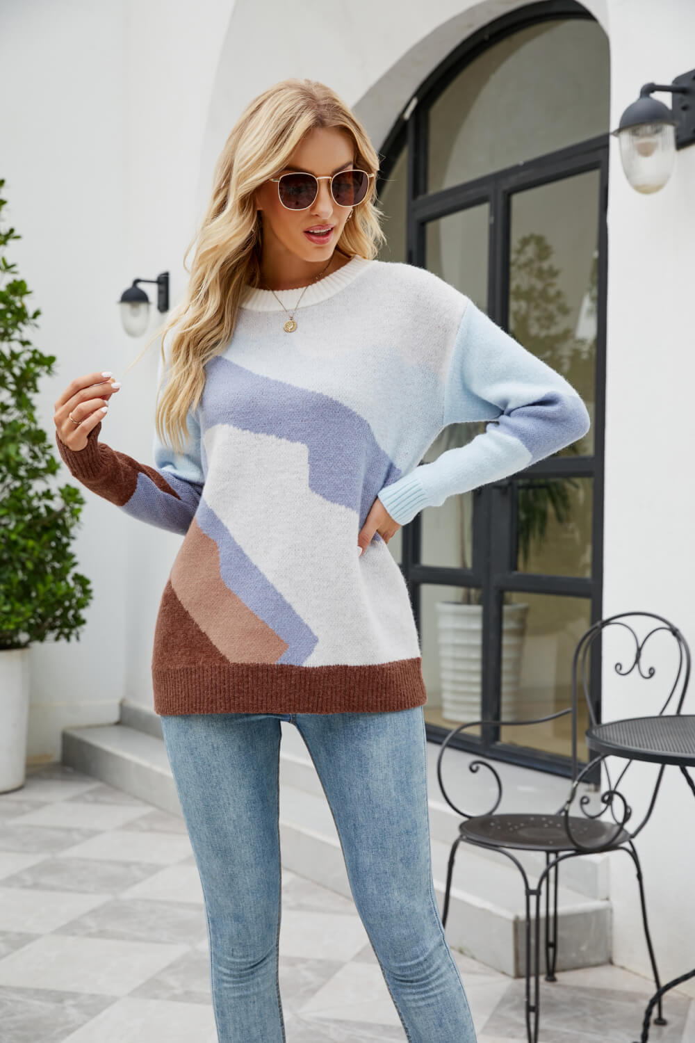Sofia&Aurora™ - Prachtige trui met asymmetrische kleurenpatroon