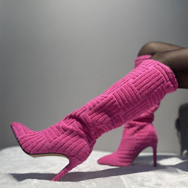 Sofia&Aurora™ - Trendy " Badstof" laarzen met elegante hoge hak