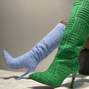 Sofia&Aurora™ - Trendy " Badstof" laarzen met elegante hoge hak