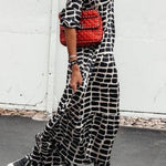 Camilla™ - Maxi Dress met geometrische zwart-wit print - Trifoglio