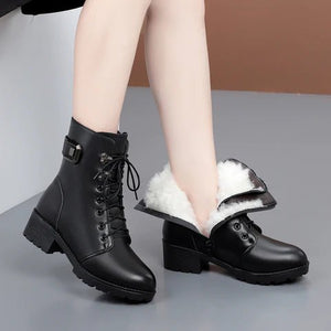 Camilla™ Zwarte boots met wollen warme binnenkant - Trifoglio