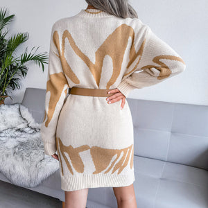 Sofia&Aurora™ - Gebreide jurk met abstract patroon (zonder riem)