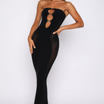 Ginevra® - Lange sexy strakke zwarte jurk - Trifoglio