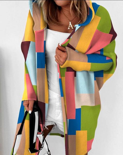 Sofia&Aurora™ - Multi Gekleurd Geo Print Hoodie Vest - Trifoglio